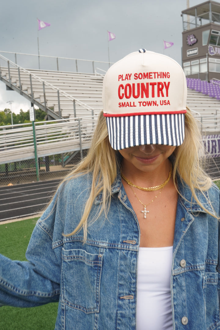 Play Something Country - Navy Pinstripe Trucker Hat
