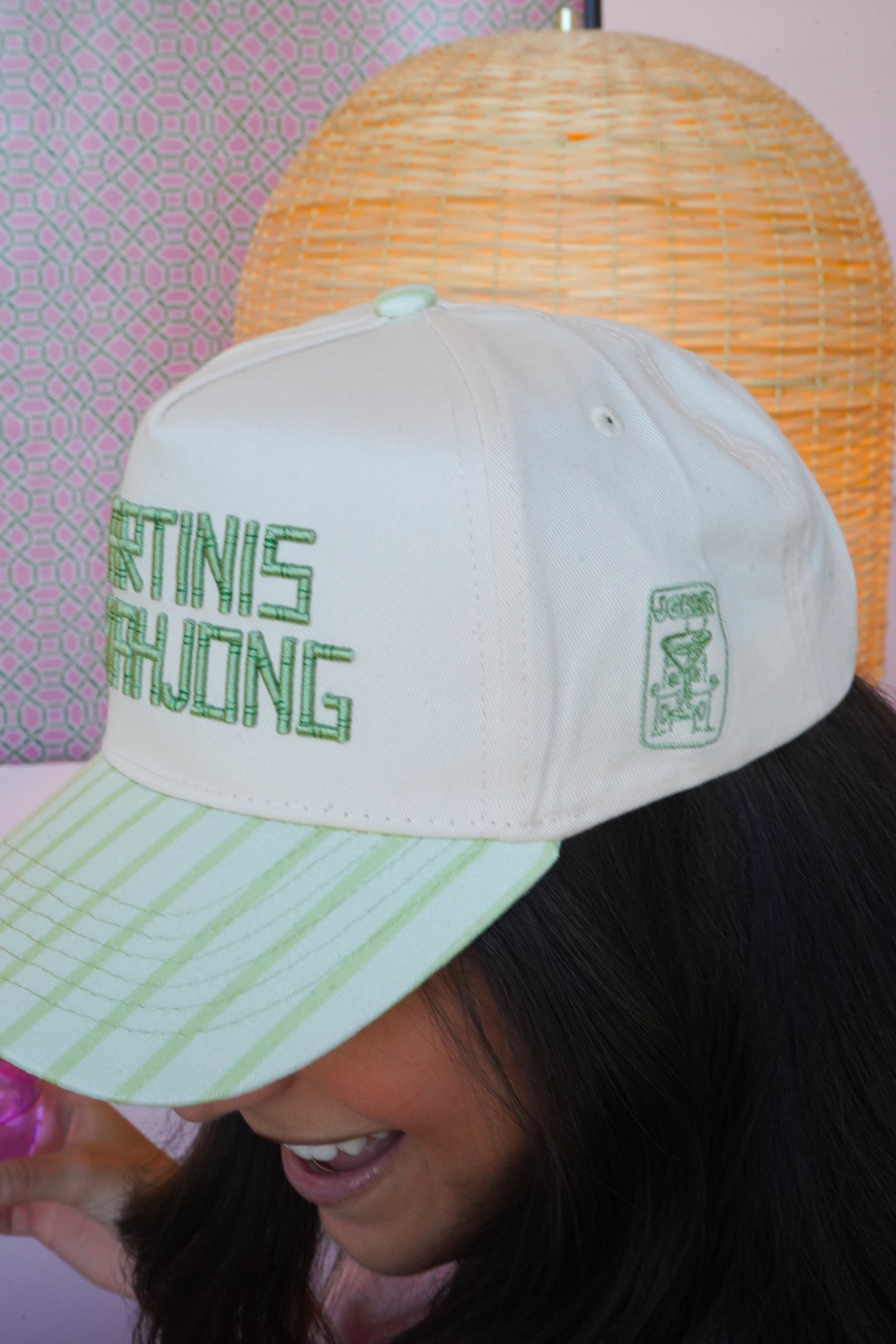 Martinis and Mahjong - Green Stripe Trucker Hat