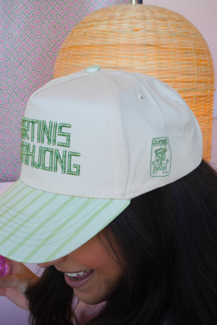 Martinis and Mahjong - Green Stripe Trucker Hat