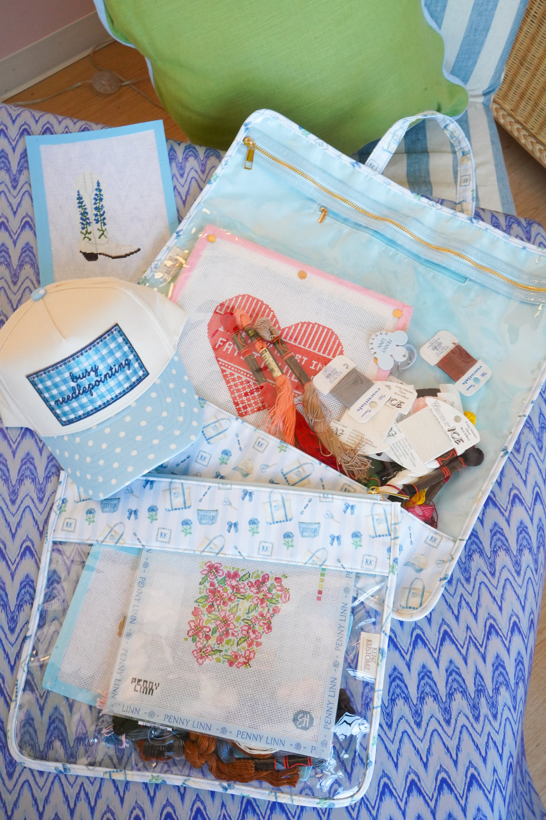 Needlepoint Flat Clear Pouch