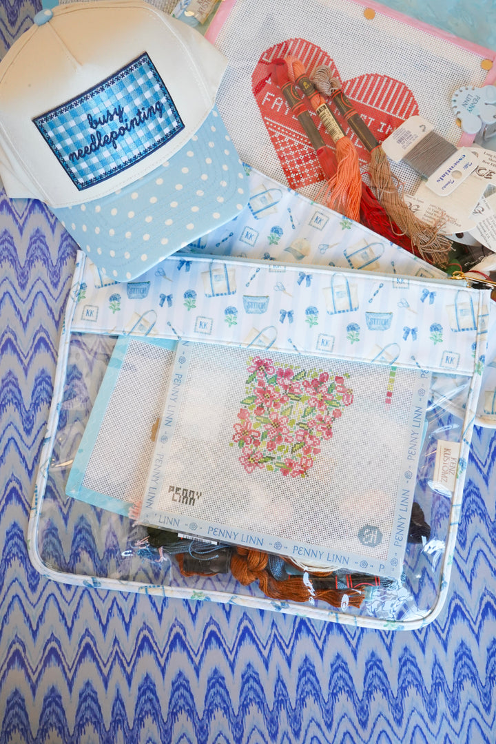 Needlepoint Flat Clear Pouch