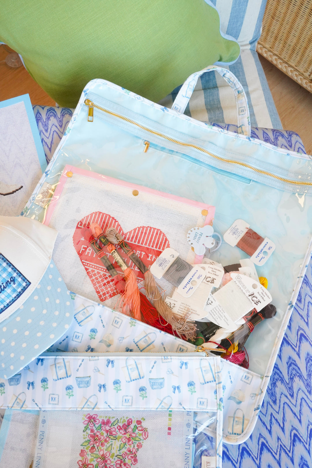 Needlepoint Clear Project Handle Bag