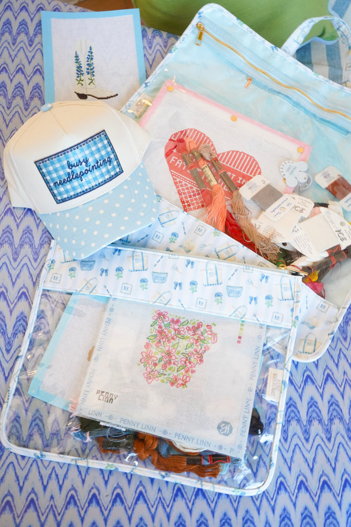 Needlepoint Flat Clear Pouch