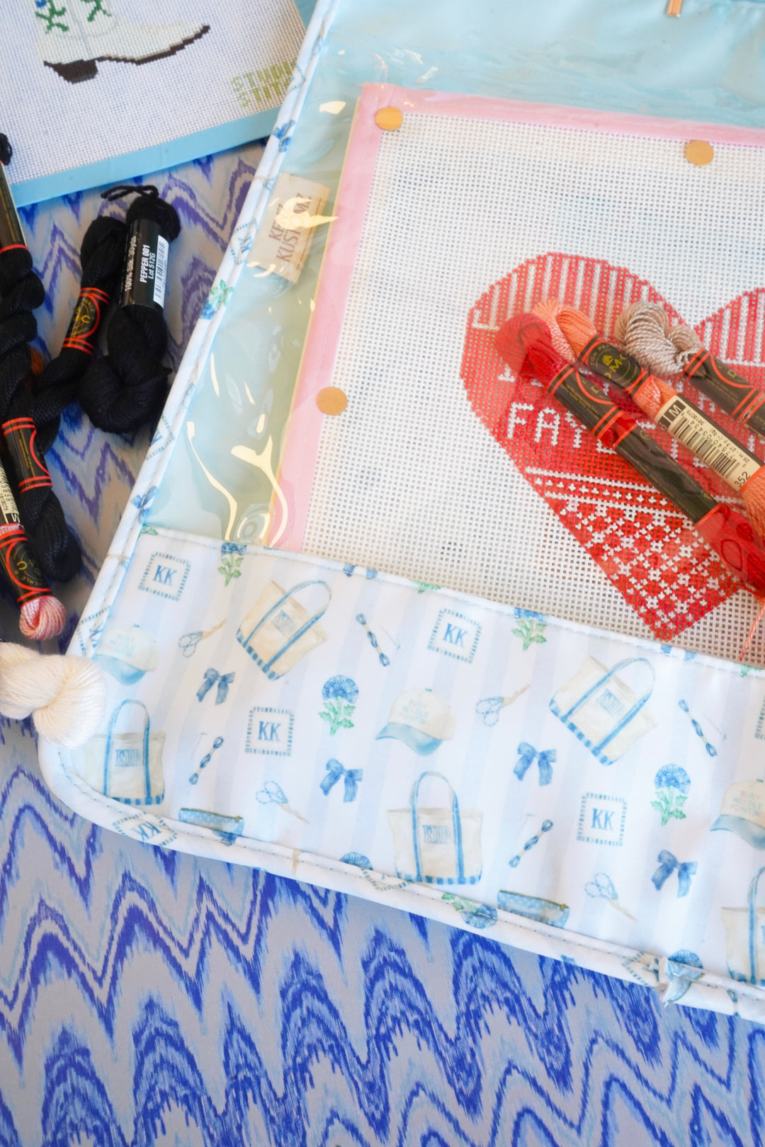 Needlepoint Clear Project Handle Bag