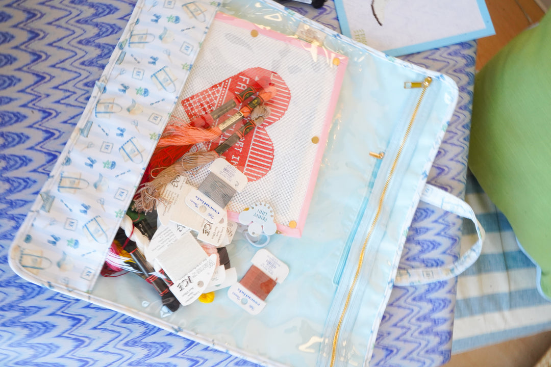 Needlepoint Clear Project Handle Bag