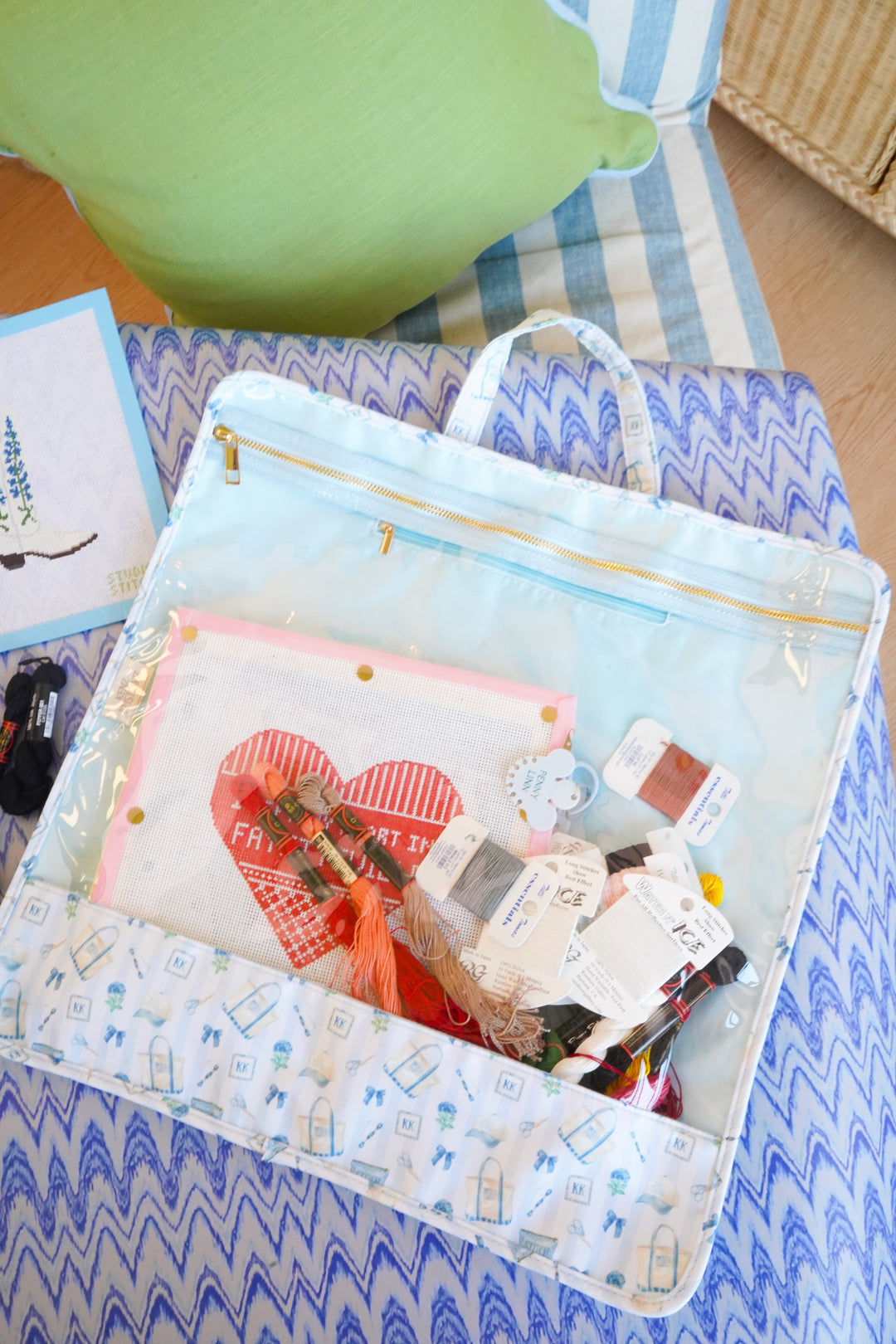 Needlepoint Clear Project Handle Bag