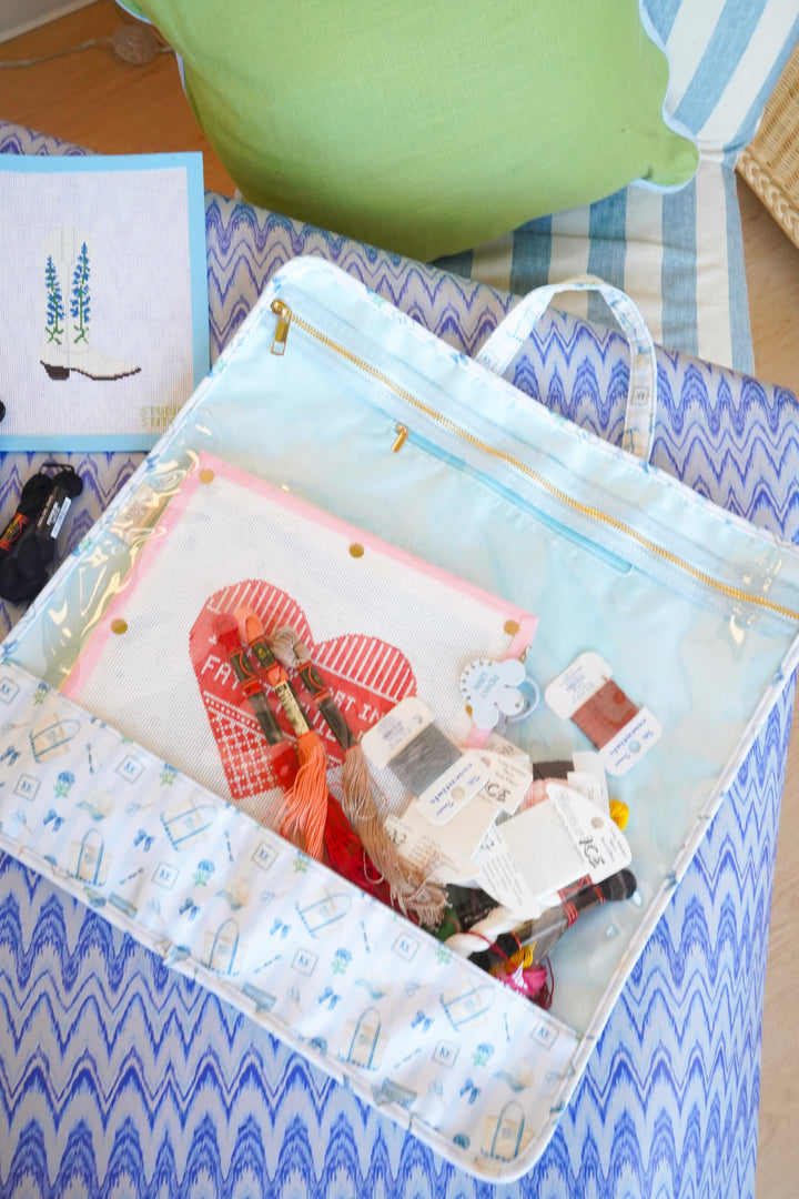 Needlepoint Clear Project Handle Bag