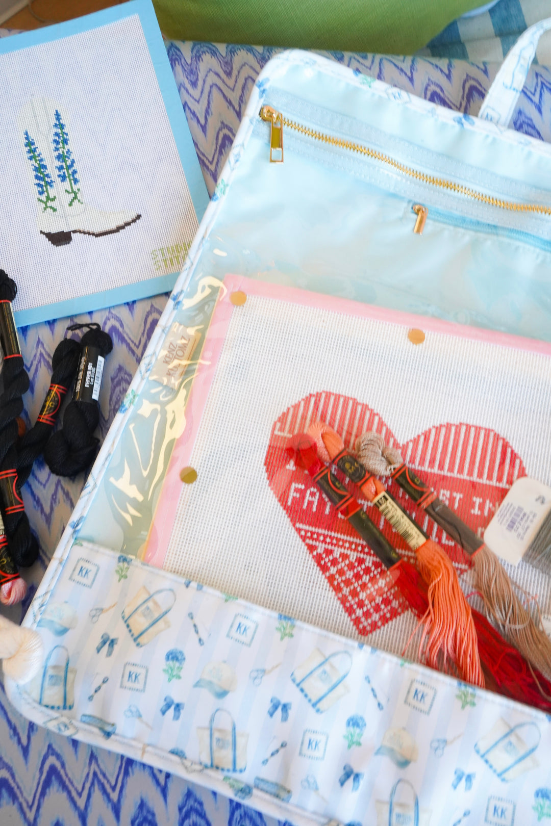 Needlepoint Clear Project Handle Bag