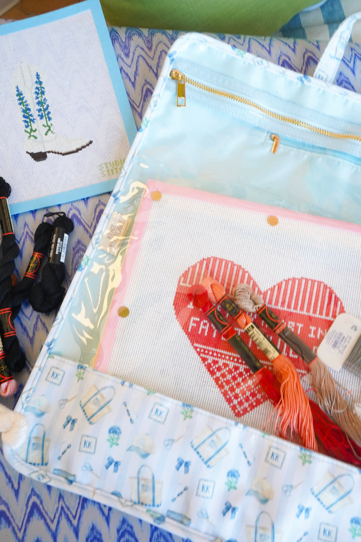 Needlepoint Clear Project Handle Bag