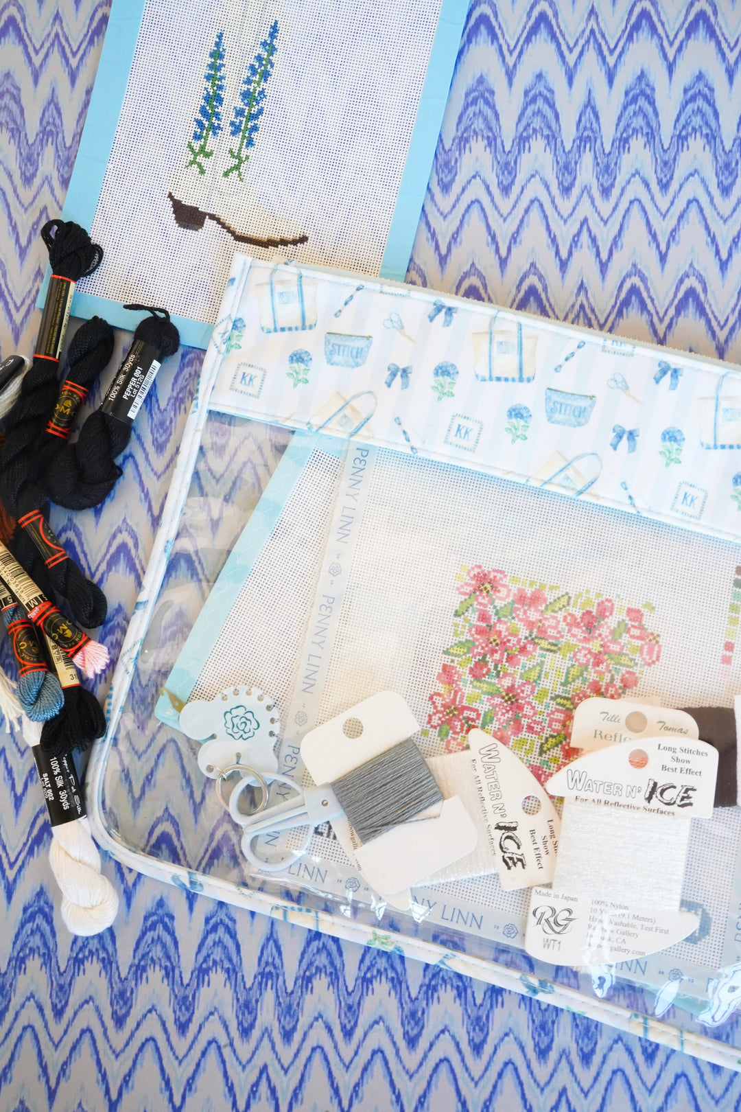 Needlepoint Flat Clear Pouch
