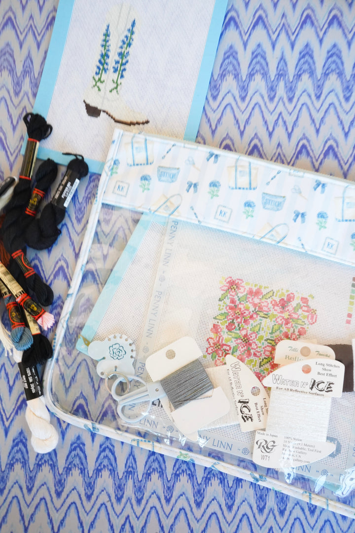 Needlepoint Flat Clear Pouch