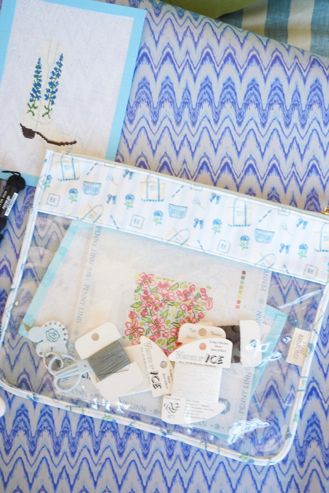Needlepoint Flat Clear Pouch