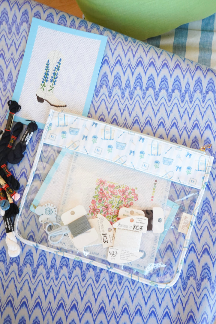Needlepoint Flat Clear Pouch