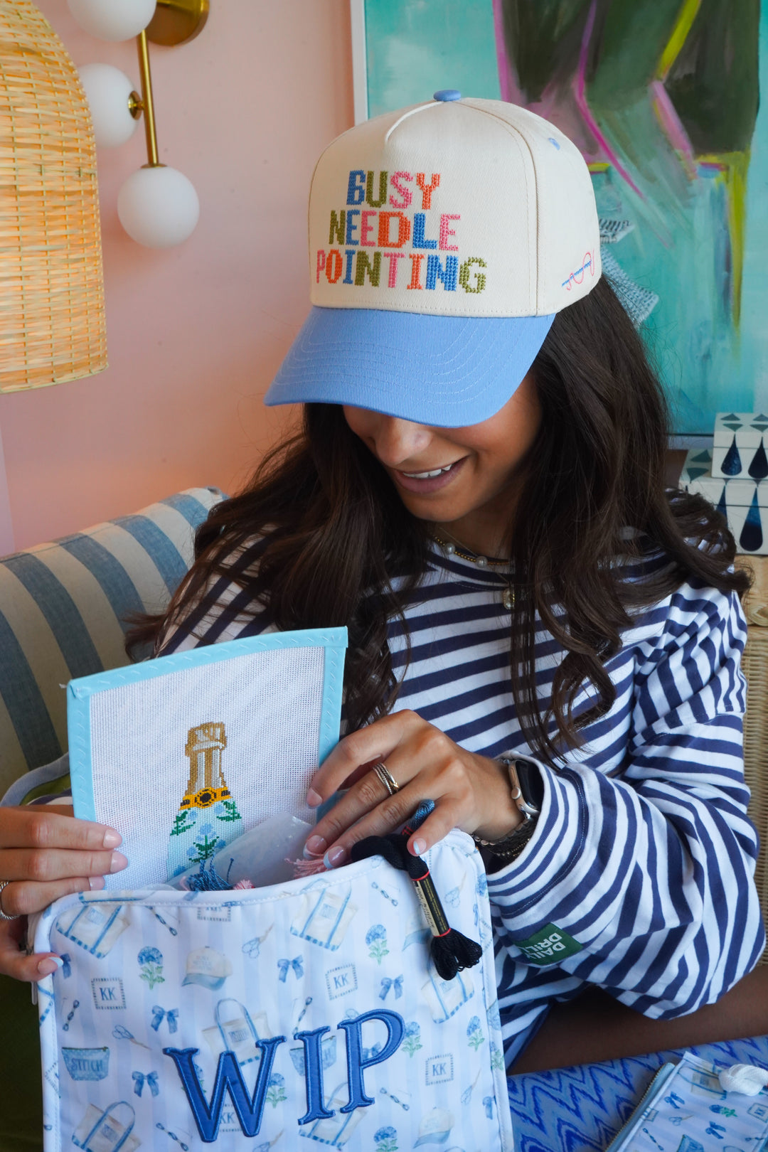 Busy Needlepointing - Periwinkle Trucker Hat