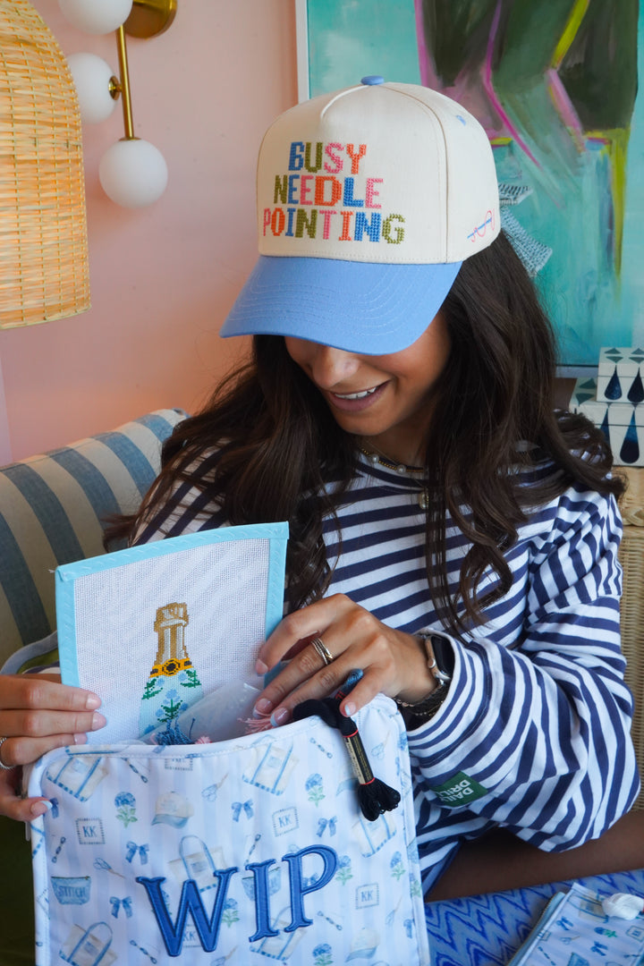 Busy Needlepointing - Periwinkle Trucker Hat