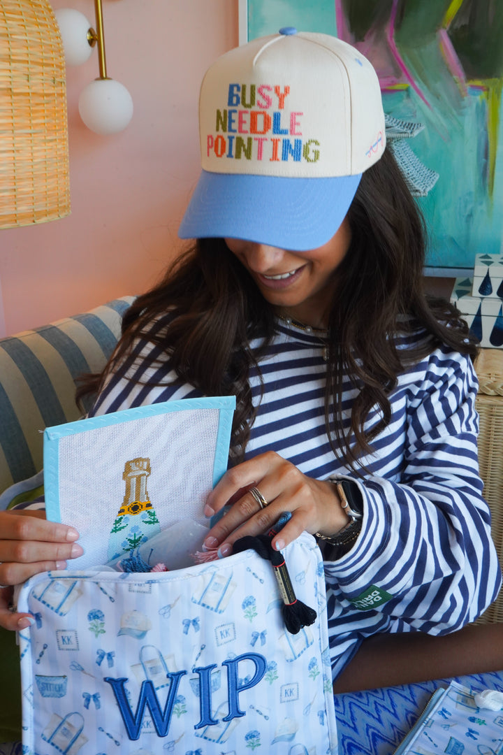 Busy Needlepointing - Periwinkle Trucker Hat