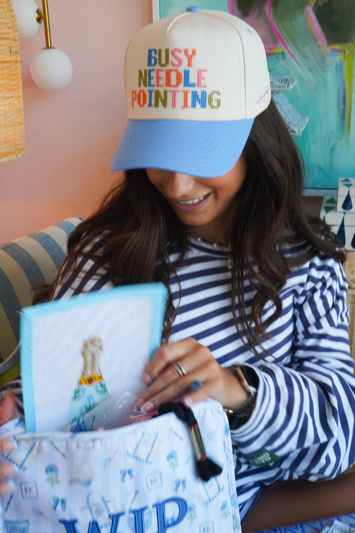 Busy Needlepointing - Periwinkle Trucker Hat