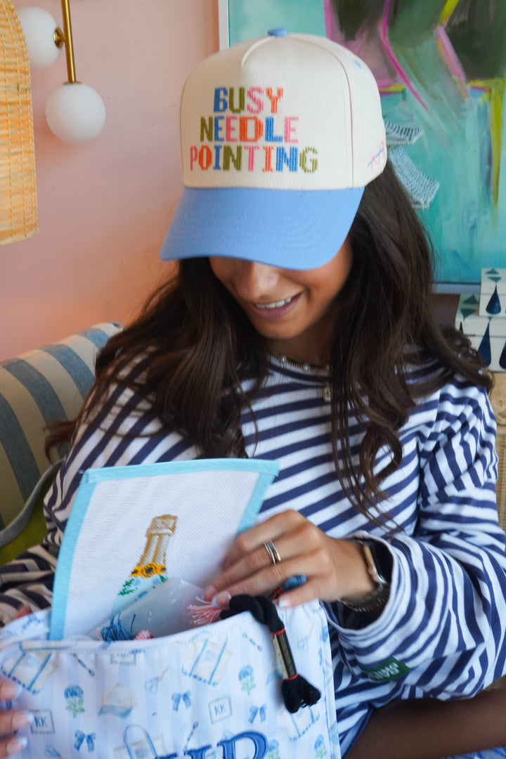 Busy Needlepointing - Periwinkle Trucker Hat