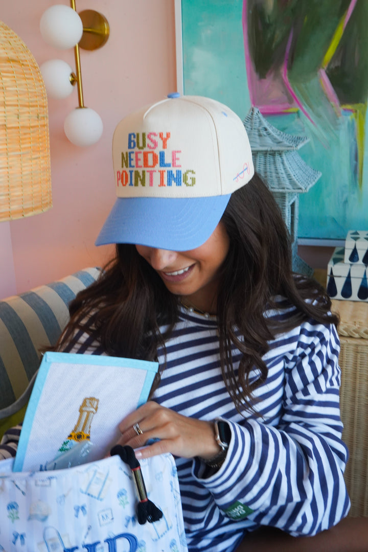 Busy Needlepointing - Periwinkle Trucker Hat