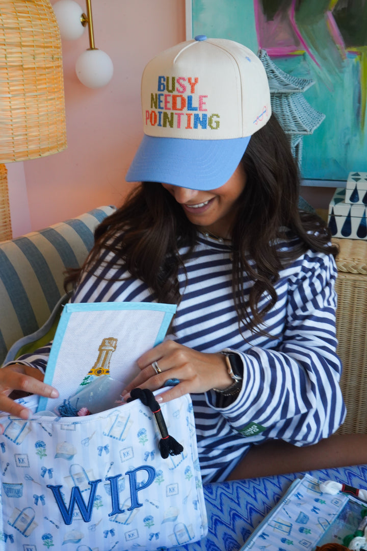 Busy Needlepointing - Periwinkle Trucker Hat
