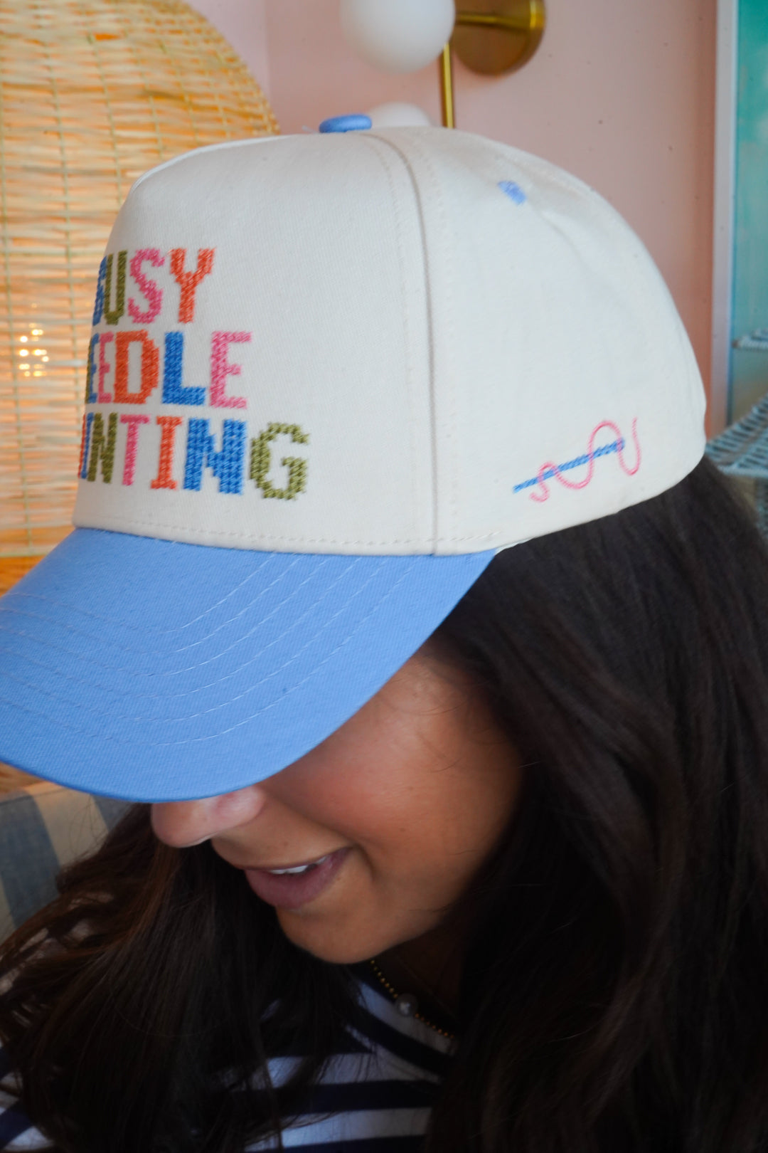 Busy Needlepointing - Periwinkle Trucker Hat