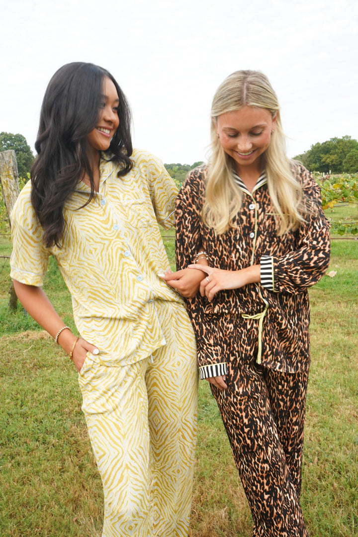 Luxe Leopard - Ribbed Bamboo Long Sleeve + Pants Pajama Set