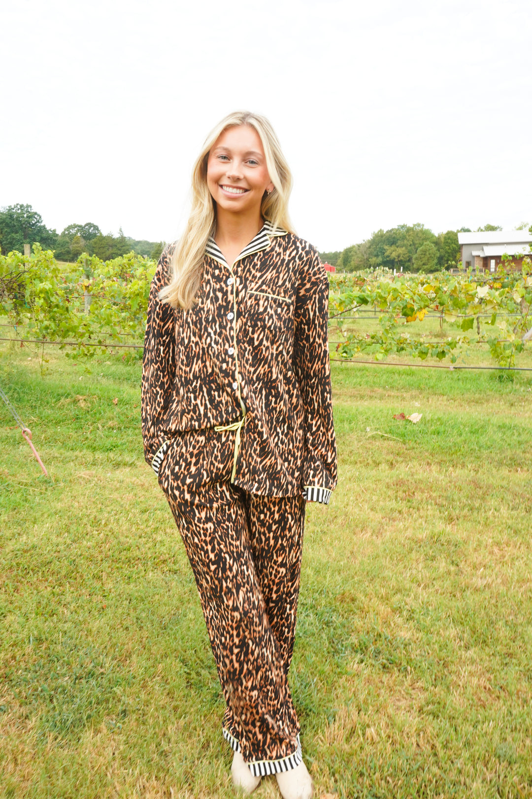 Luxe Leopard - Ribbed Bamboo Long Sleeve + Pants Pajama Set