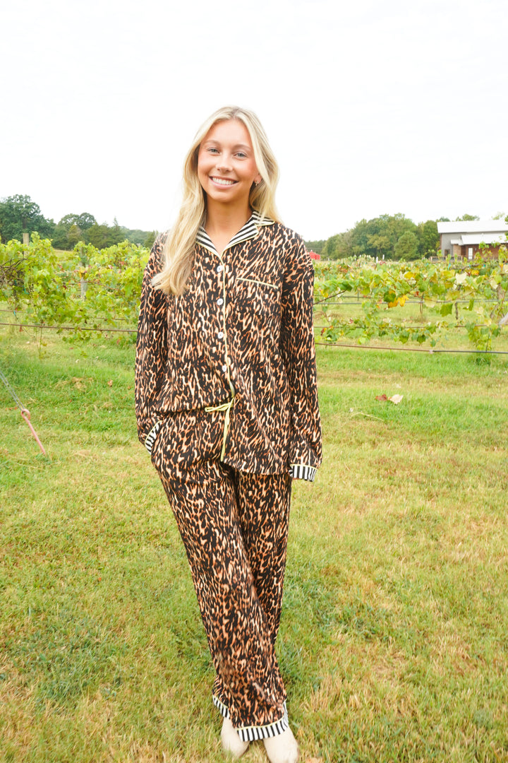 Luxe Leopard - Ribbed Bamboo Long Sleeve + Pants Pajama Set