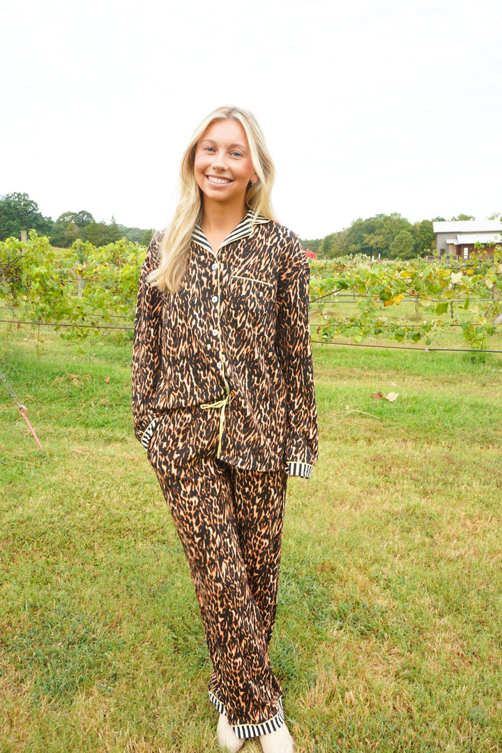 Luxe Leopard - Ribbed Bamboo Long Sleeve + Pants Pajama Set