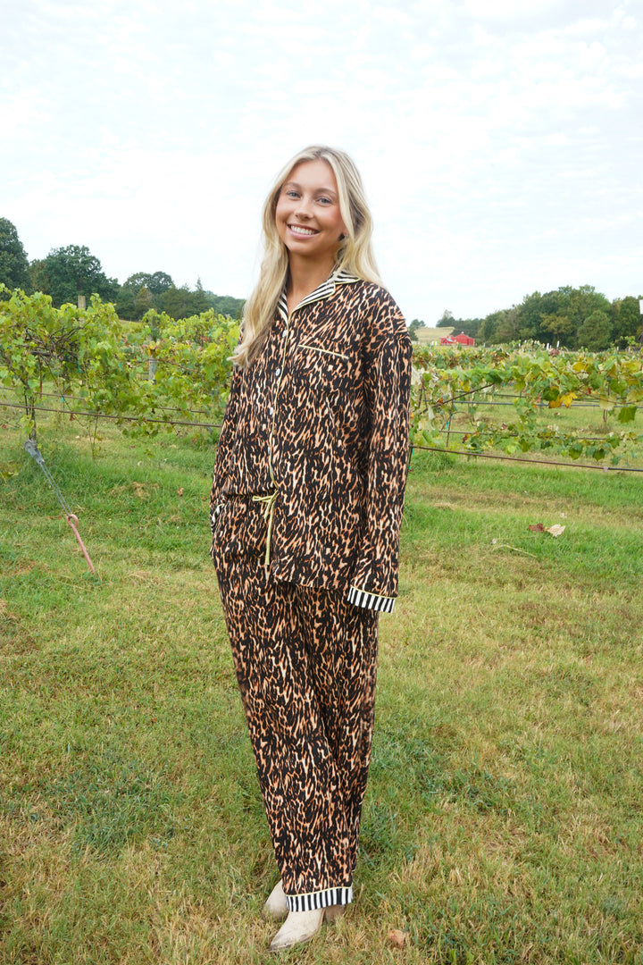 Luxe Leopard - Ribbed Bamboo Long Sleeve + Pants Pajama Set