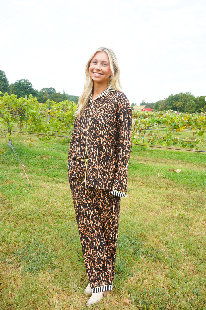 Luxe Leopard - Ribbed Bamboo Long Sleeve + Pants Pajama Set