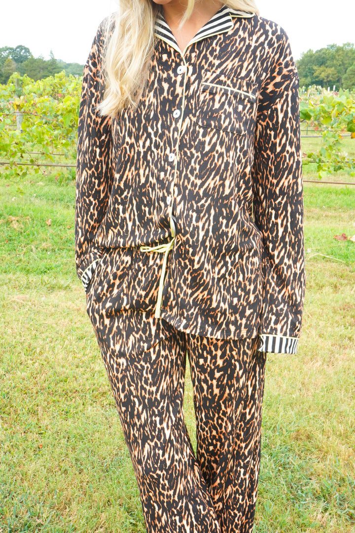 Luxe Leopard - Ribbed Bamboo Long Sleeve + Pants Pajama Set
