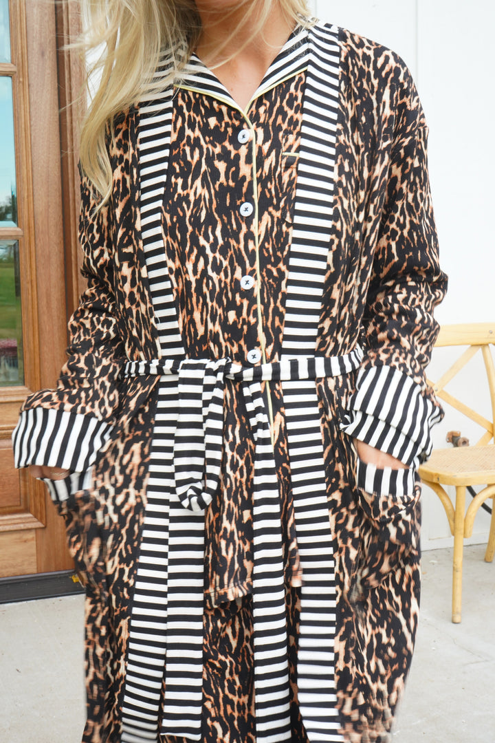 Luxe Leopard Ribbed Bamboo Lounge Robe
