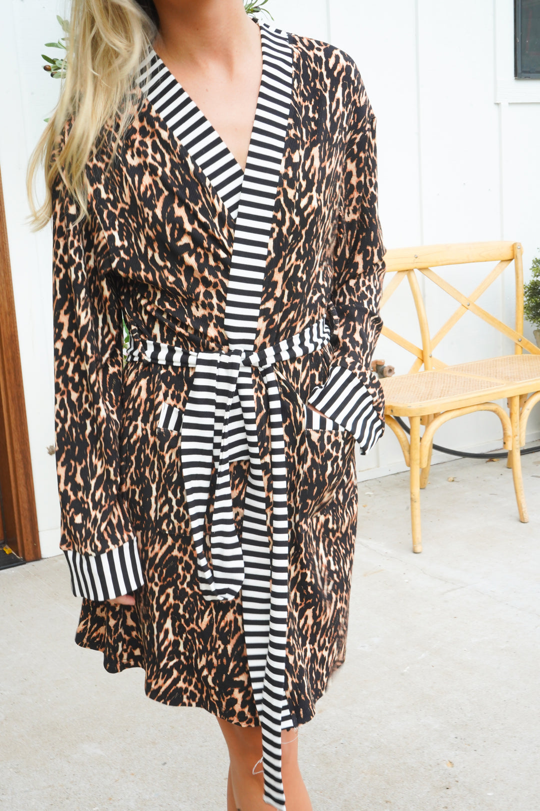 Luxe Leopard Ribbed Bamboo Lounge Robe