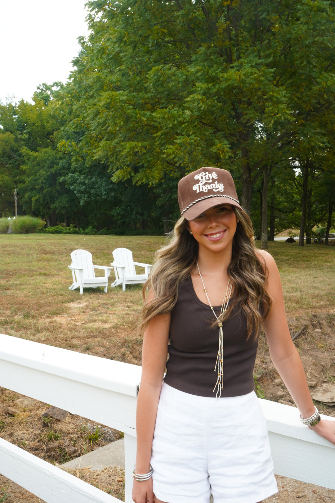 Give Thanks - Brown Corduroy Trucker Hat