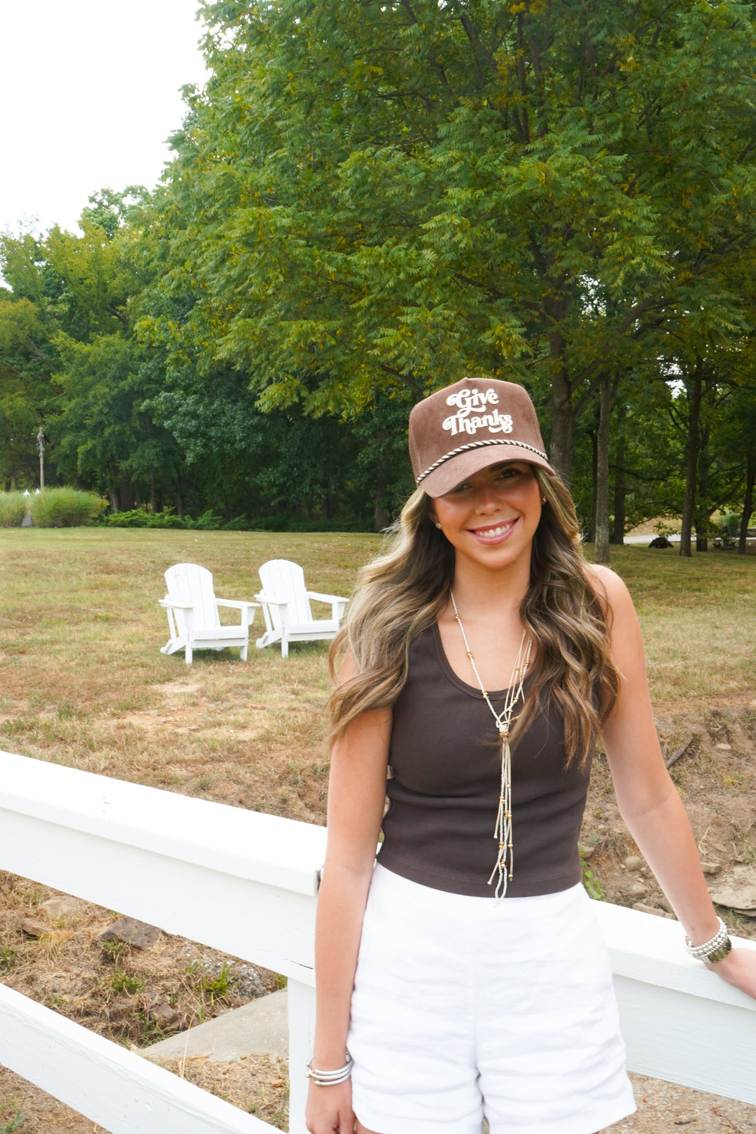 Give Thanks - Brown Corduroy Trucker Hat