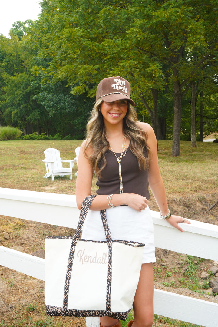 Give Thanks - Brown Corduroy Trucker Hat