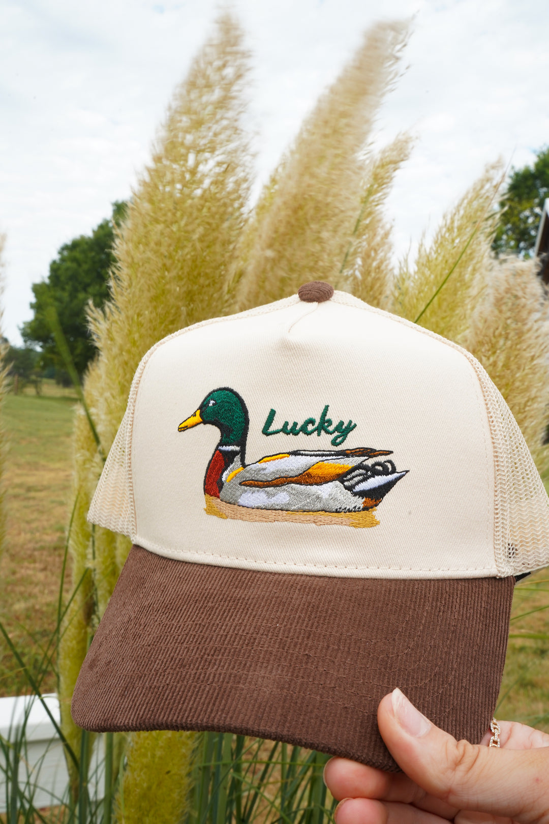 Lucky Duck - Brown Corduroy Trucker Hat