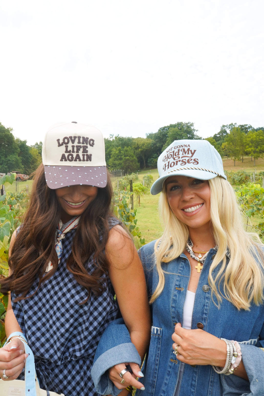 Loving Life Again - Brown &amp; Blue Polka Dot Trucker Hat