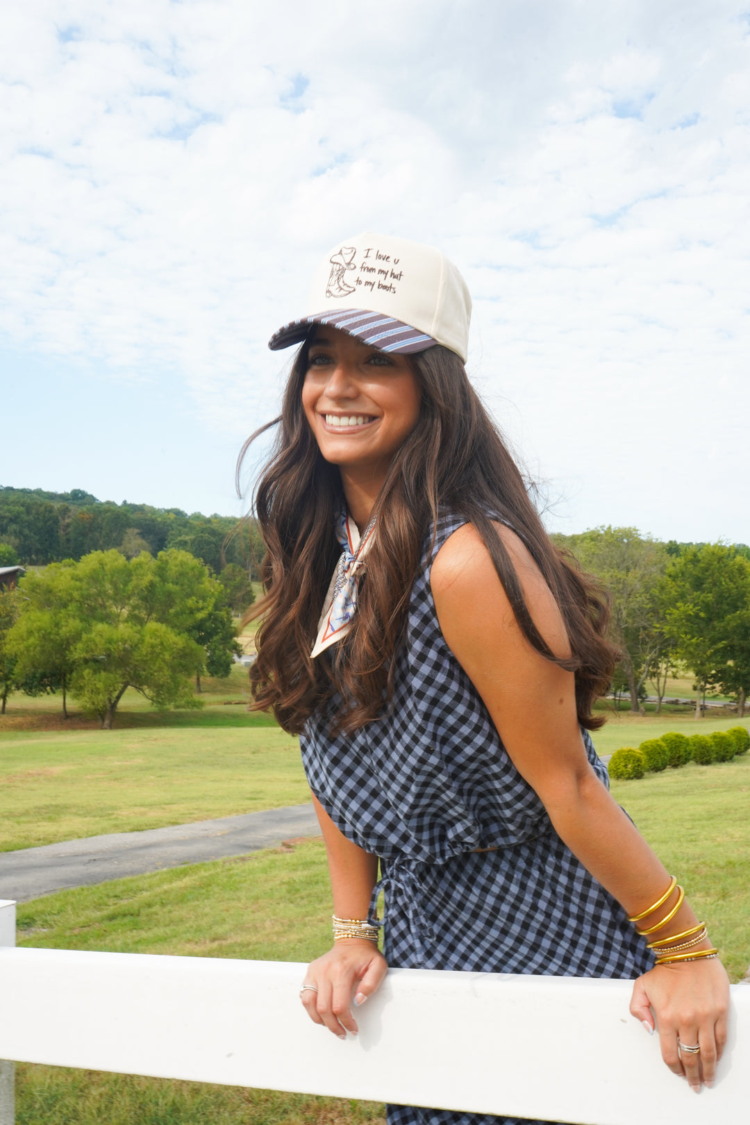 I Love u from my Hat to Boots - Chocolate Stripes Trucker Hat