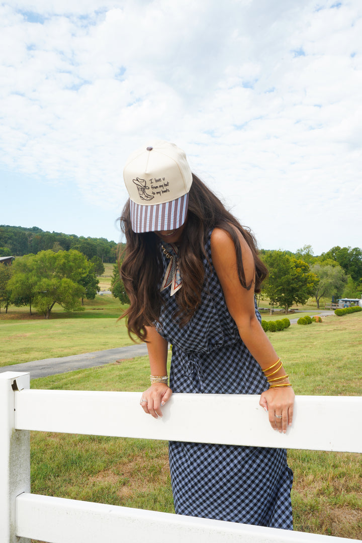 I Love u from my Hat to Boots - Chocolate Stripes Trucker Hat