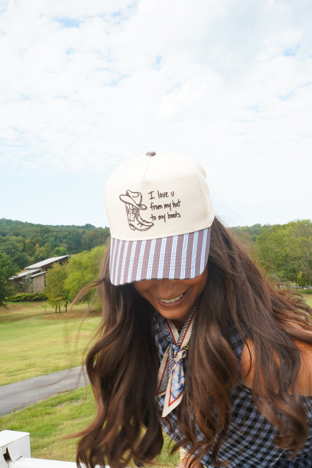 I Love u from my Hat to Boots - Chocolate Stripes Trucker Hat