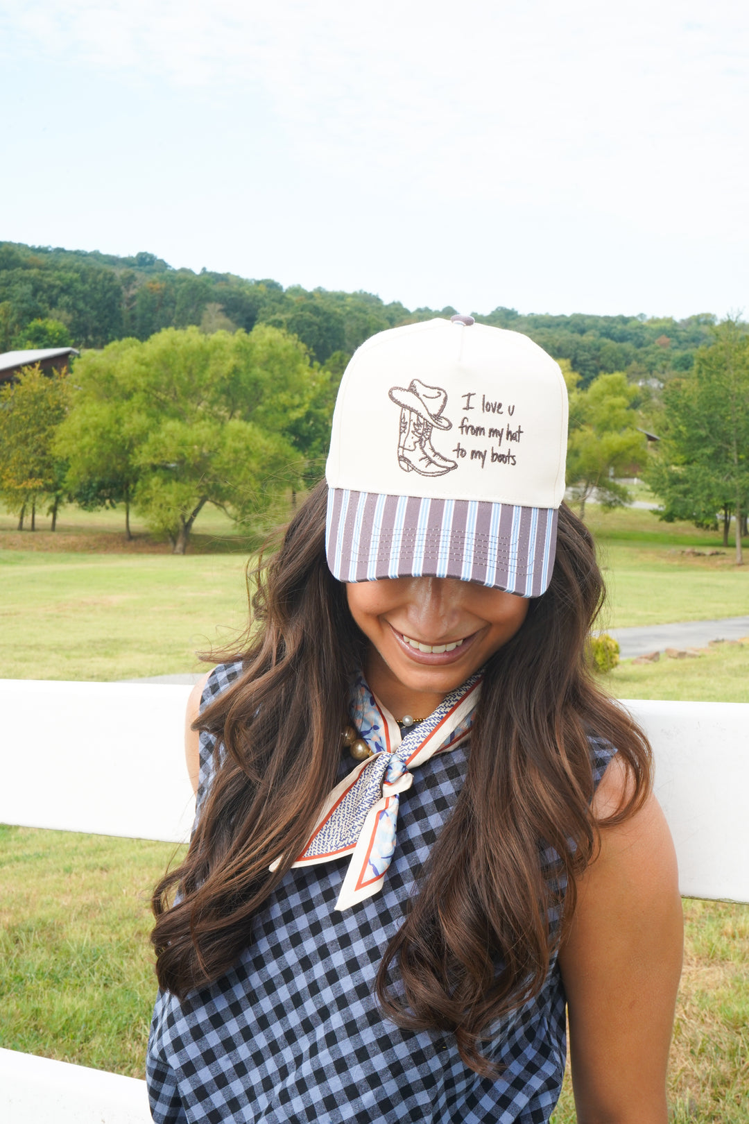 I Love u from my Hat to Boots - Chocolate Stripes Trucker Hat