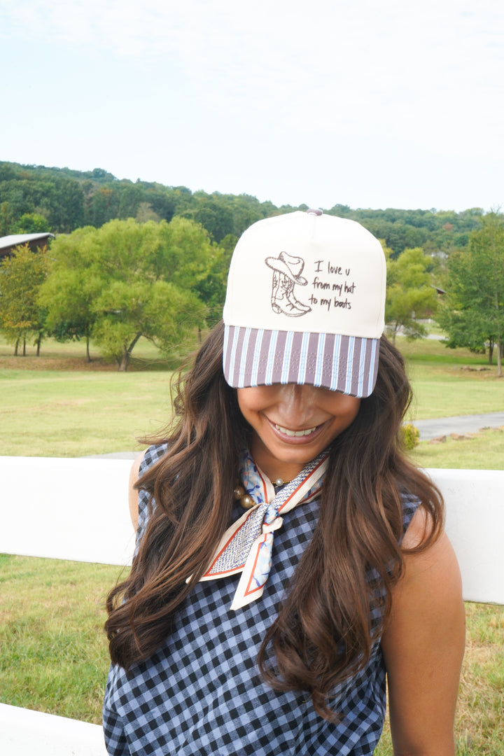 I Love u from my Hat to Boots - Chocolate Stripes Trucker Hat