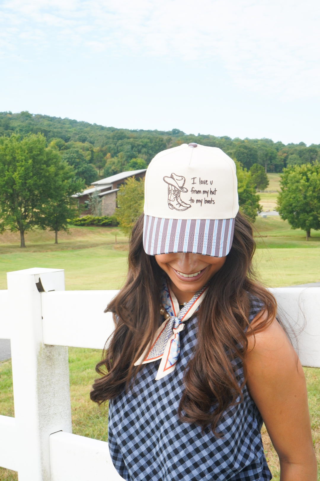 I Love u from my Hat to Boots - Chocolate Stripes Trucker Hat