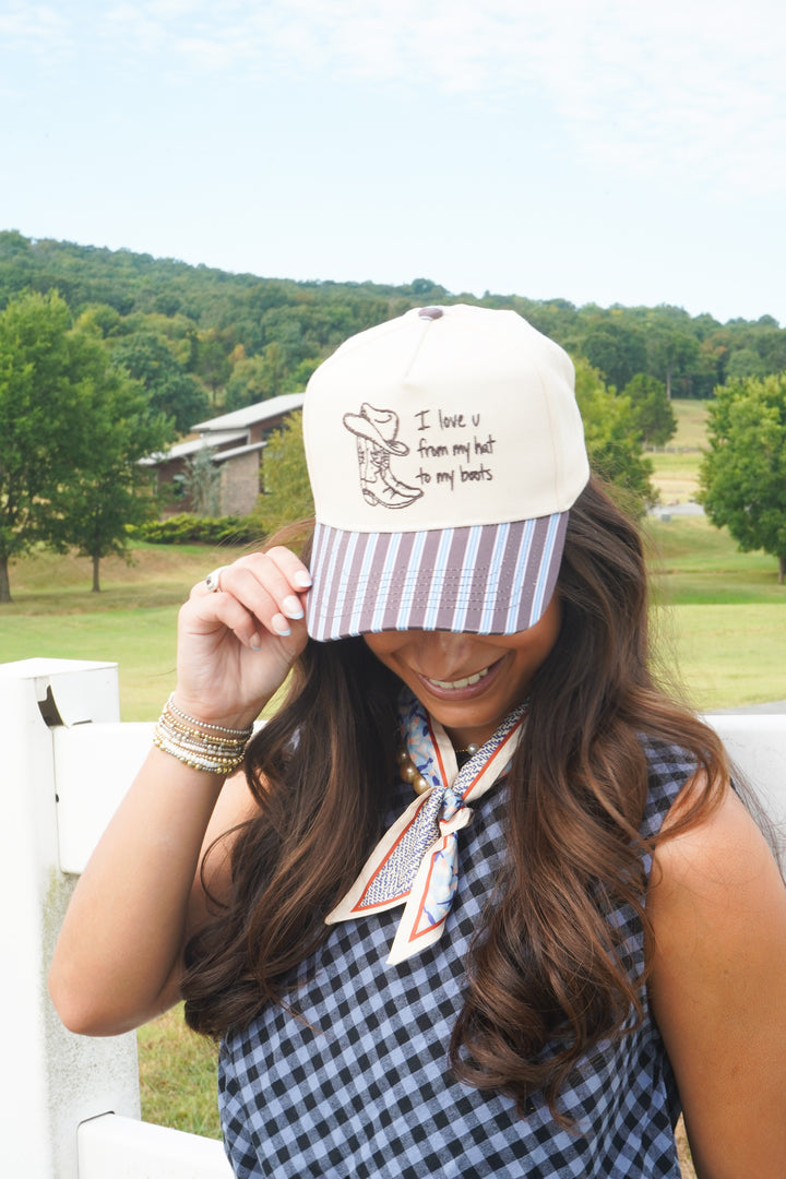I Love u from my Hat to Boots - Chocolate Stripes Trucker Hat