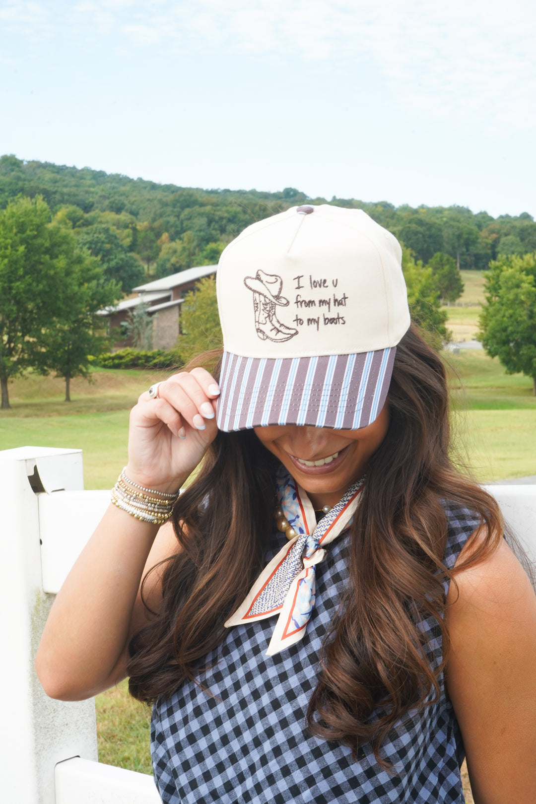 I Love u from my Hat to Boots - Chocolate Stripes Trucker Hat