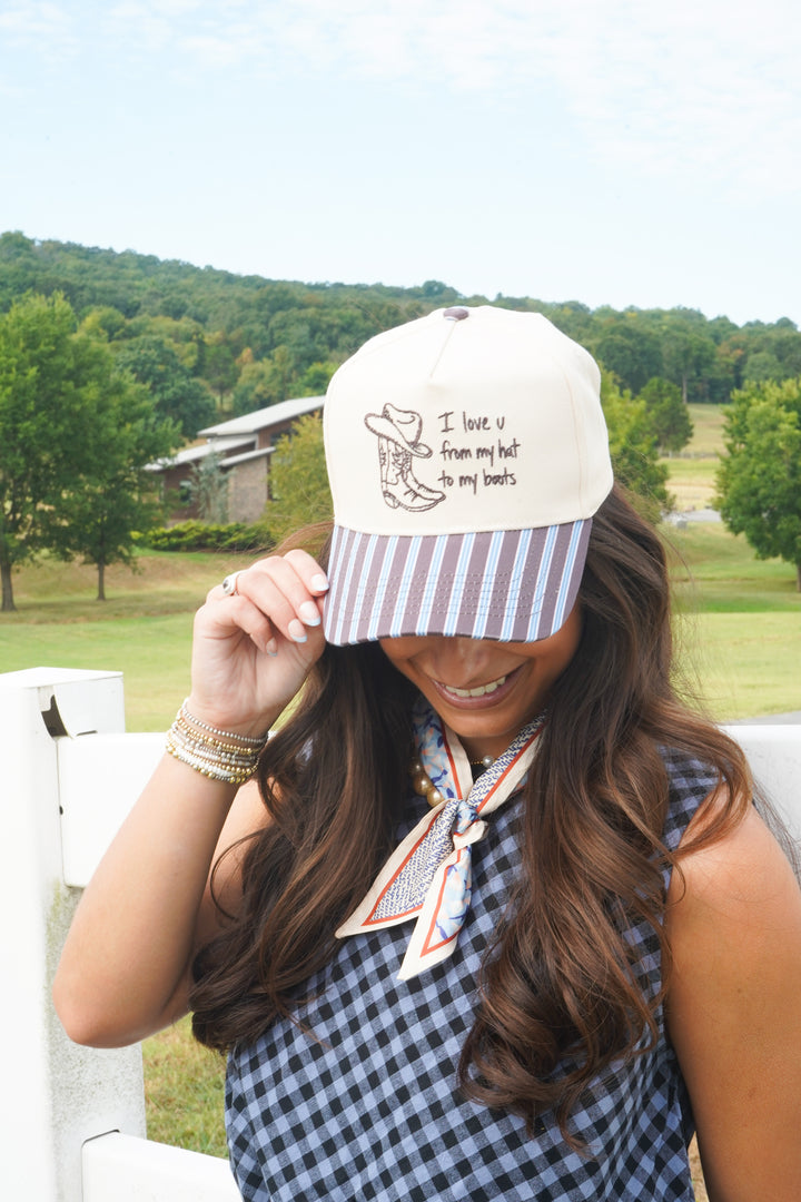 I Love u from my Hat to Boots - Chocolate Stripes Trucker Hat