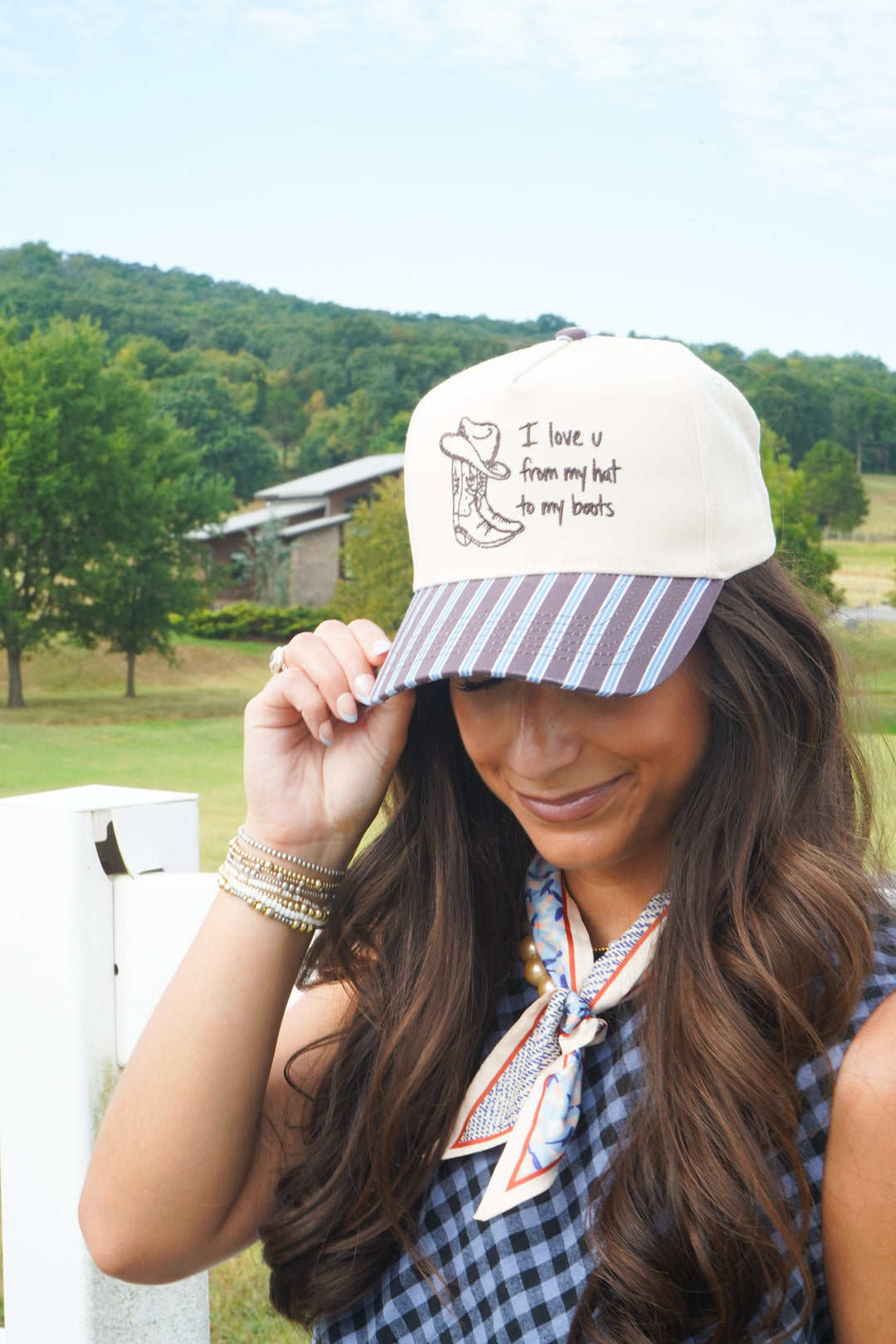 I Love u from my Hat to Boots - Chocolate Stripes Trucker Hat