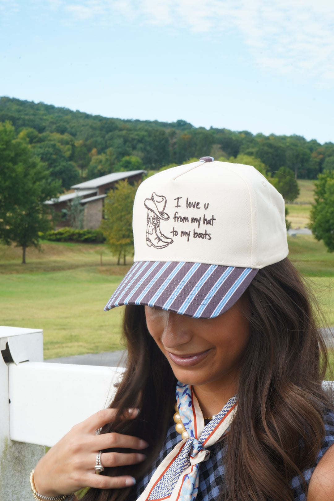 I Love u from my Hat to Boots - Chocolate Stripes Trucker Hat